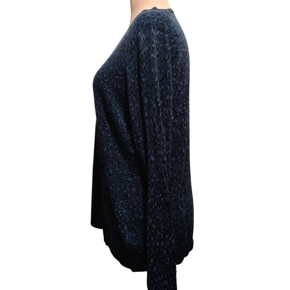 Amazon Essentials Xl Navy Blue Leopard Print Swea… - image 3